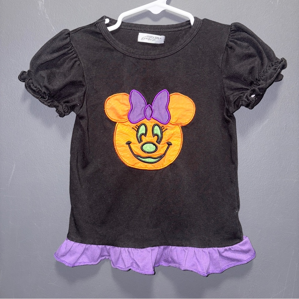 Disney Kids Toddler 4T Black Purple Short Sleeve Minnie Mouse Top Halloween